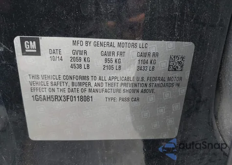 2015 Cadillac Ats Luxury z USA, uszkodzony, nr VIN 1G6AH5RX3F0118081